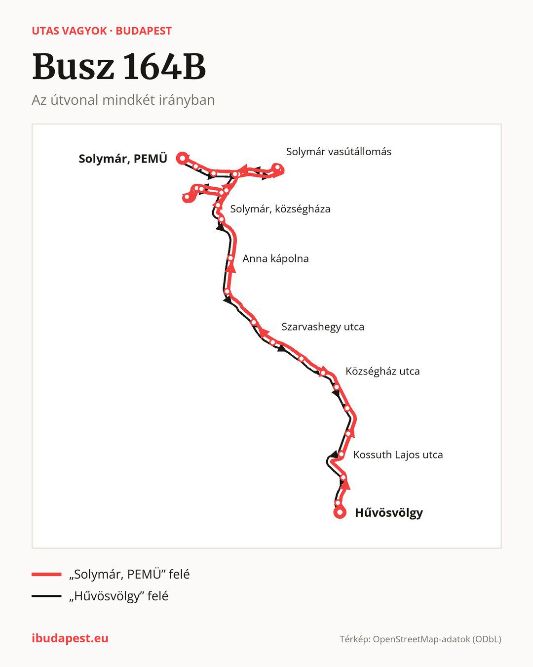 A 164B jelzésű busz Budapesten