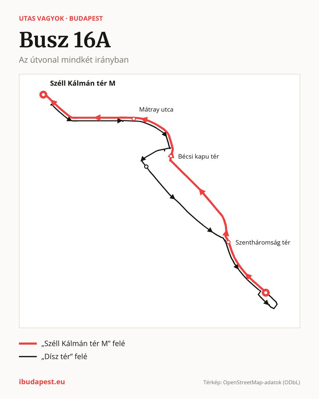 A 16A jelzésű busz Budapesten