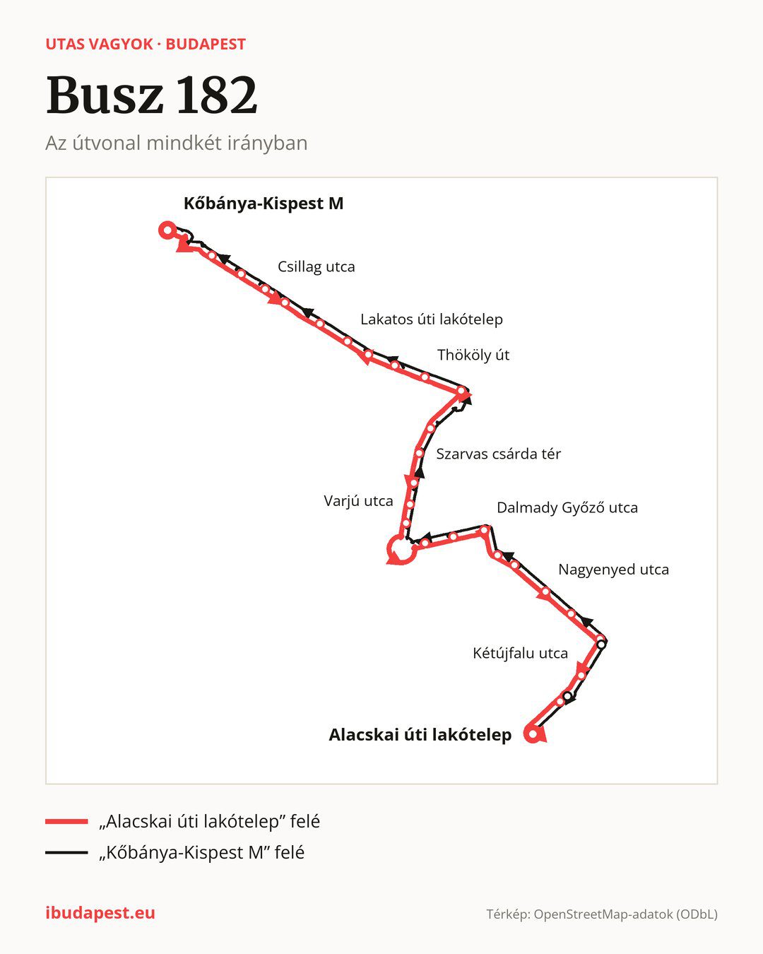 A 182 jelzésű busz Budapesten