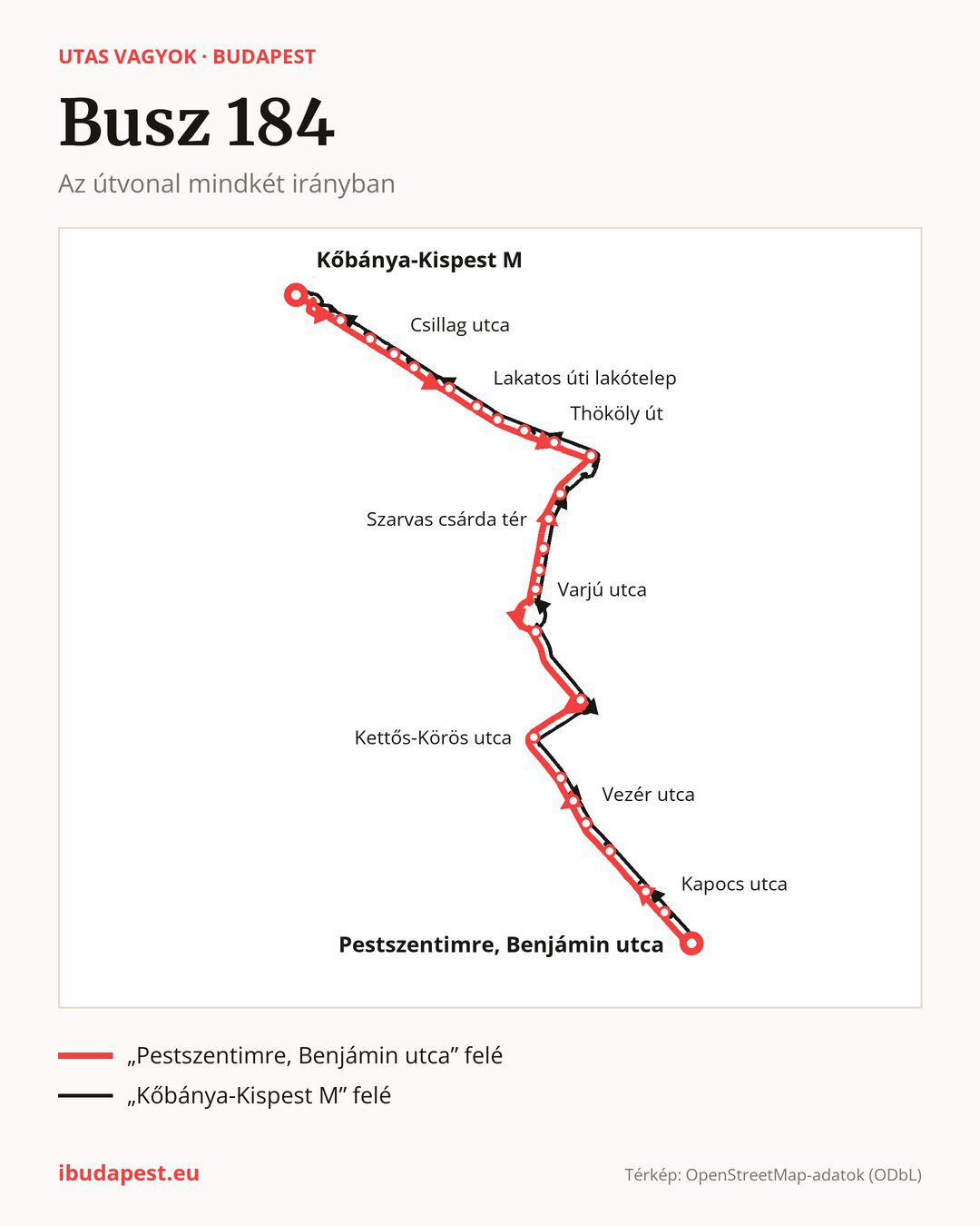 A 184 jelzésű busz Budapesten