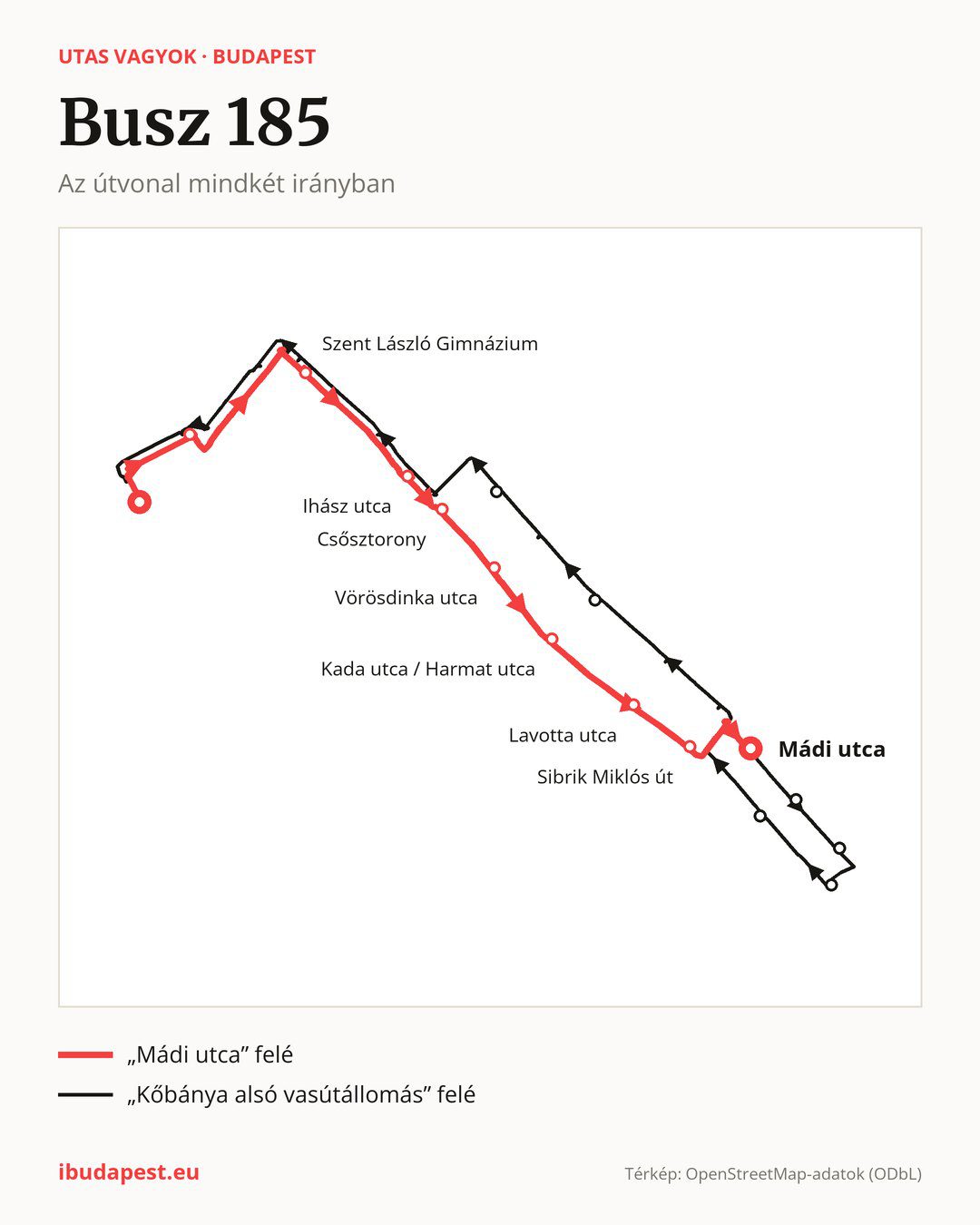 A 185 jelzésű busz Budapesten