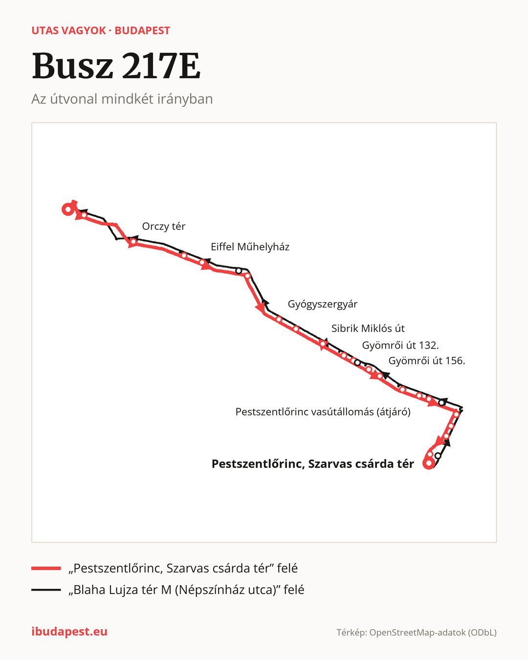 A 217E jelzésű busz Budapesten