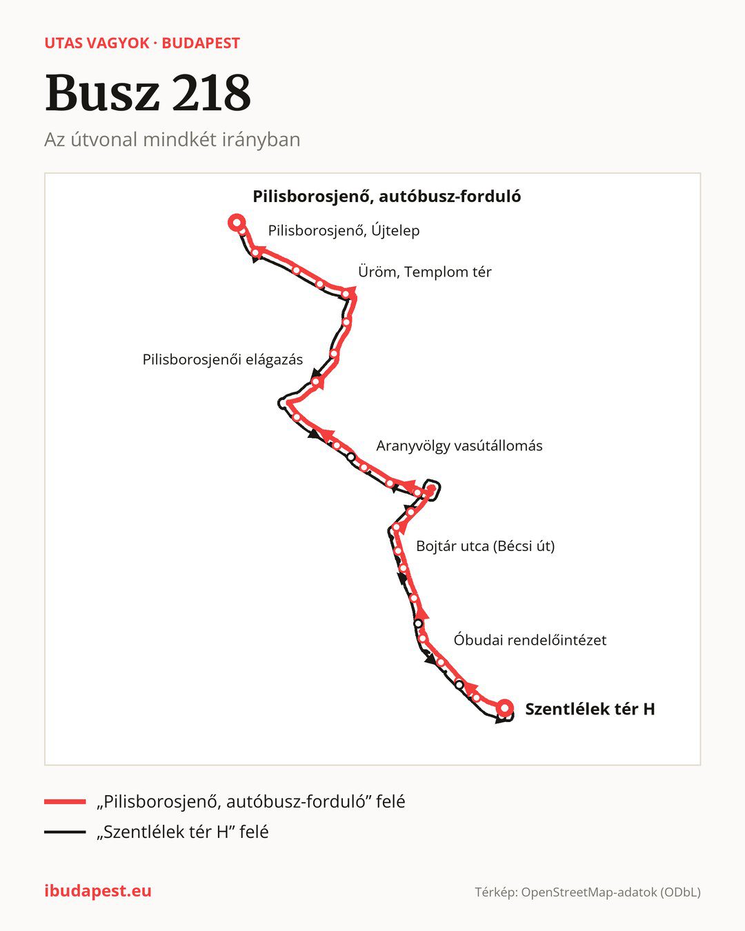 A 218 jelzésű busz Budapesten