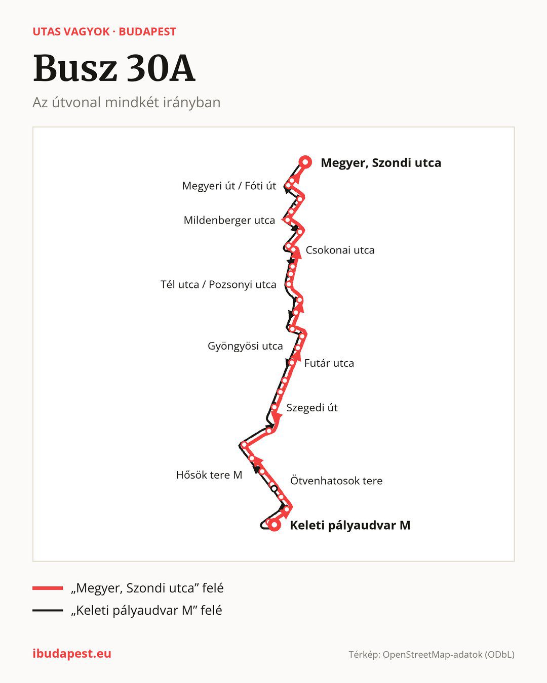 A 30A jelzésű busz Budapesten