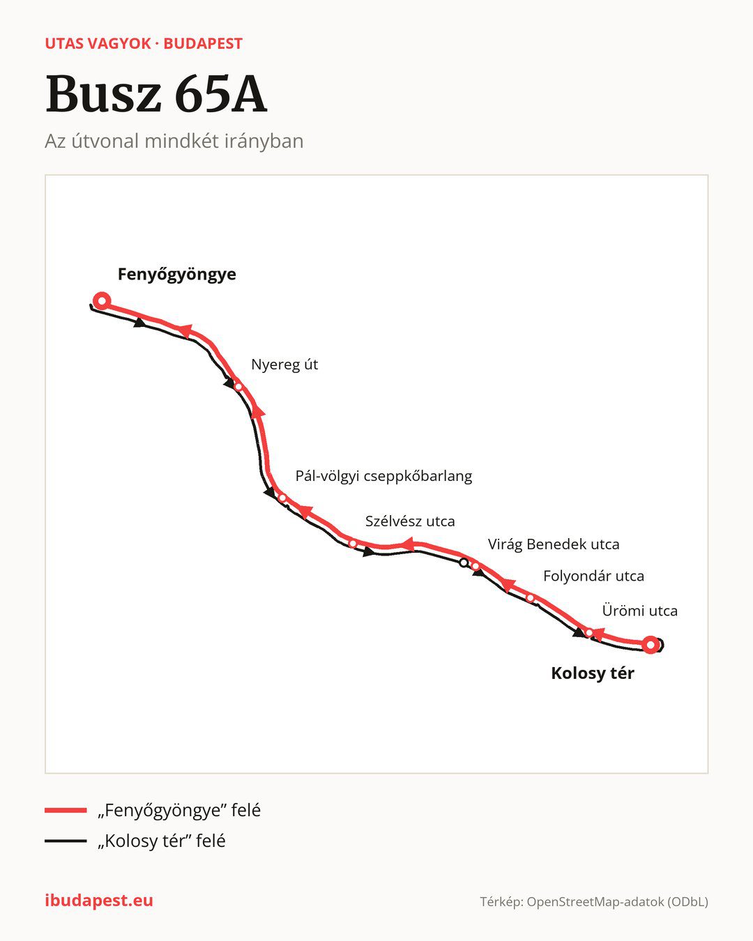 A 65A jelzésű busz Budapesten