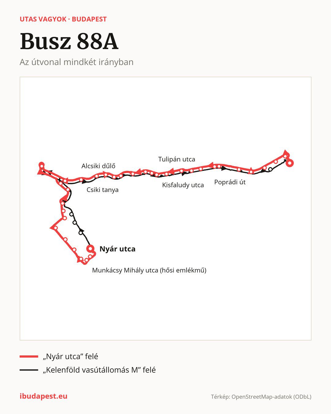 A 88A jelzésű busz Budapesten