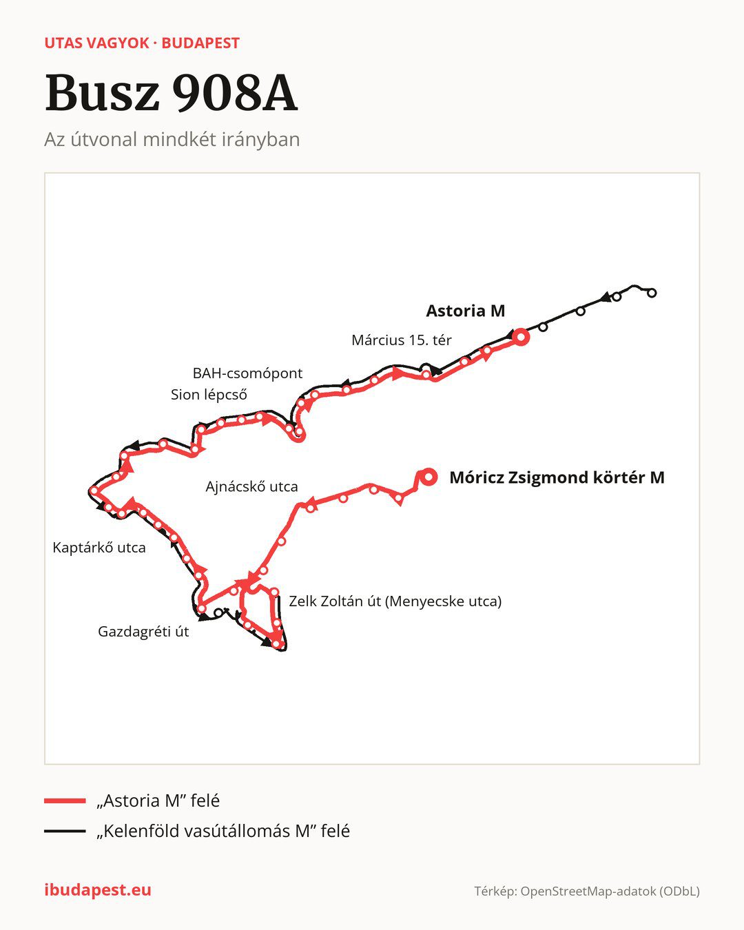 A 908A jelzésű éjszakai busz Budapesten