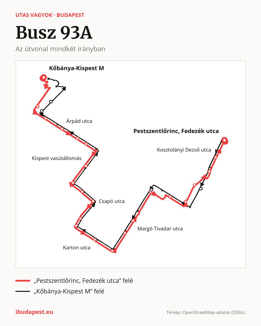 A 93A jelzésű busz Budapesten